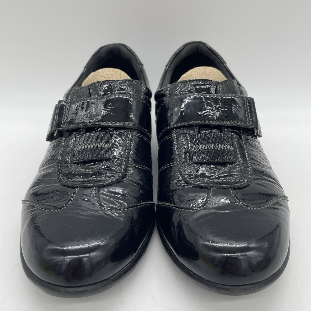 Clarks Everyday Womens 9W Shoes Black Patent Leather Comfort 83394 Hook & Loop - Picture 3 of 12